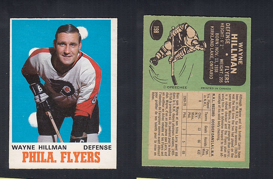 1970-71 O-PEE-CHEE HOCKEY CARD #198 W. HILLMAN photo 1970-71 O-PEE-CHEE HOCKEY CARD #198 W. HILLMAN photo