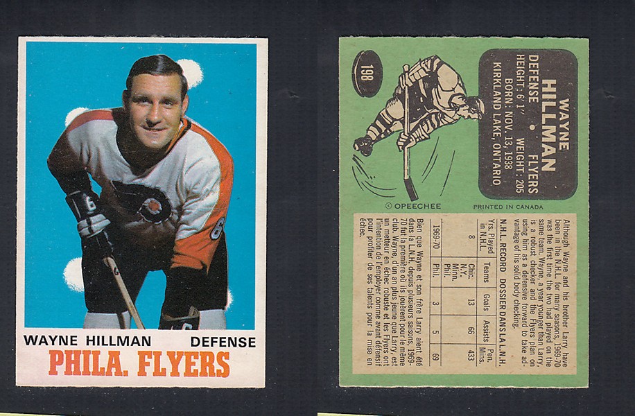 1970-71 O-PEE-CHEE HOCKEY CARD #198 W. HILLMAN photo 1970-71 O-PEE-CHEE HOCKEY CARD #198 W. HILLMAN photo