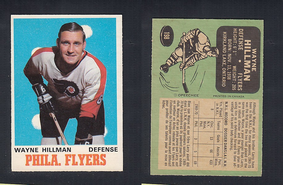 1970-71 O-PEE-CHEE HOCKEY CARD #198 W. HILLMAN photo 1970-71 O-PEE-CHEE HOCKEY CARD #198 W. HILLMAN photo