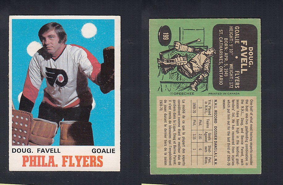 1970-71 O-PEE-CHEE HOCKEY CARD #199 D. FAVELL photo 1970-71 O-PEE-CHEE HOCKEY CARD #199 D. FAVELL photo