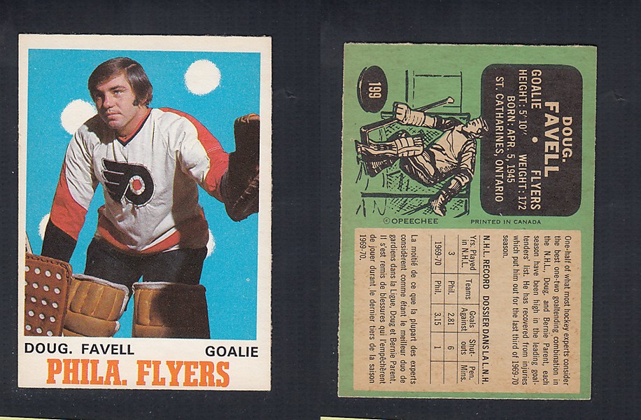 1970-71 O-PEE-CHEE HOCKEY CARD #199 D. FAVELL photo 1970-71 O-PEE-CHEE HOCKEY CARD #199 D. FAVELL photo