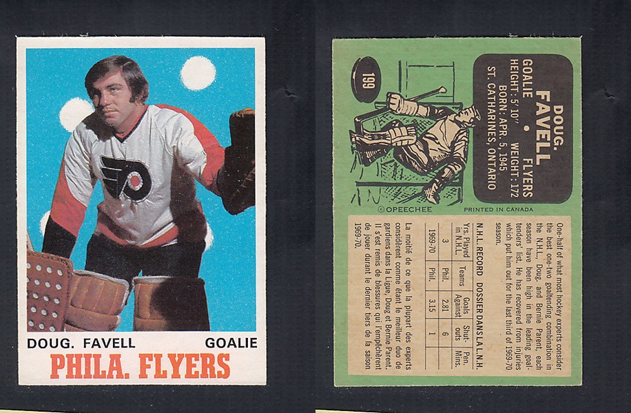 1970-71 O-PEE-CHEE HOCKEY CARD #199 D. FAVELL photo 1970-71 O-PEE-CHEE HOCKEY CARD #199 D. FAVELL photo