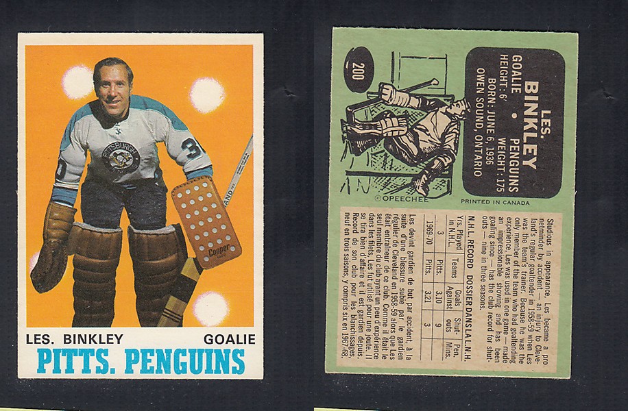 1970-71 O-PEE-CHEE HOCKEY CARD #200 L. BINKLEY photo 1970-71 O-PEE-CHEE HOCKEY CARD #200 L. BINKLEY photo