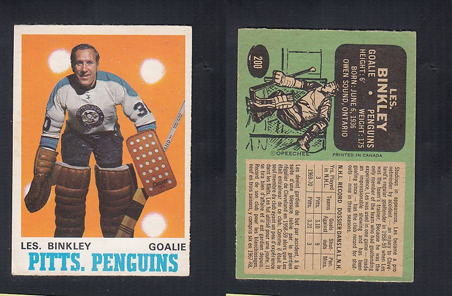 1970-71 O-PEE-CHEE HOCKEY CARD #200 L. BINKLEY photo 1970-71 O-PEE-CHEE HOCKEY CARD #200 L. BINKLEY photo