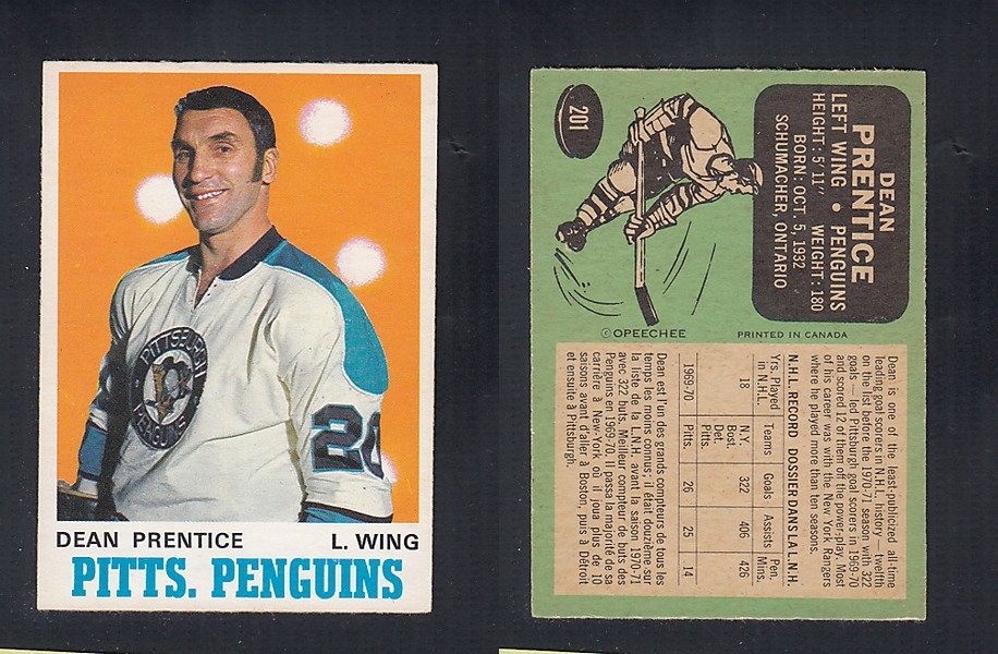 1970-71 O-PEE-CHEE HOCKEY CARD #201 D. PRENTICE photo 1970-71 O-PEE-CHEE HOCKEY CARD #201 D. PRENTICE photo