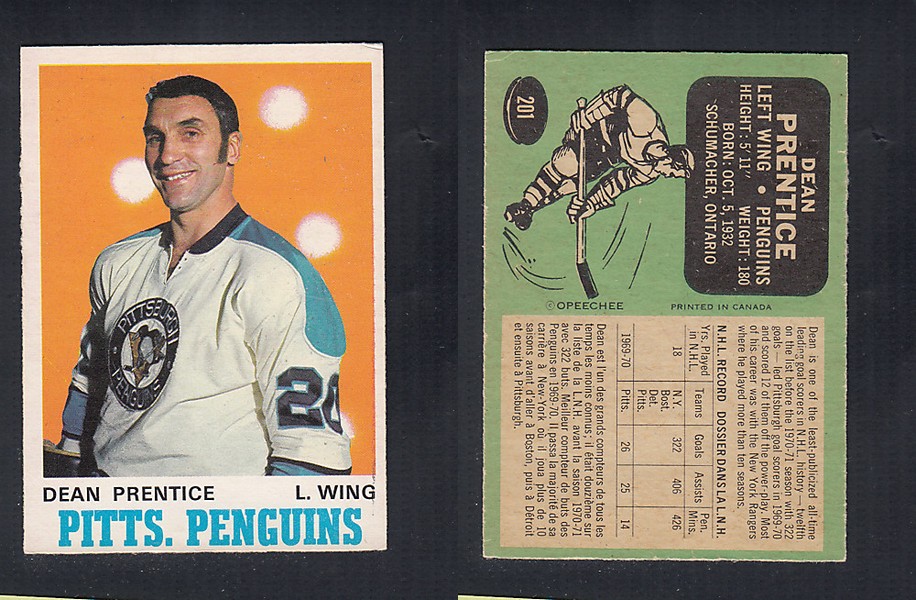 1970-71 O-PEE-CHEE HOCKEY CARD #201 D. PRENTICE photo 1970-71 O-PEE-CHEE HOCKEY CARD #201 D. PRENTICE photo