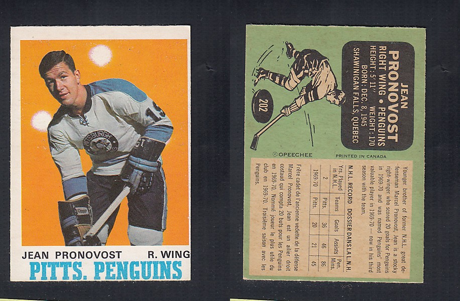 1970-71 O-PEE-CHEE HOCKEY CARD #202 J. PRONOVOST photo 1970-71 O-PEE-CHEE HOCKEY CARD #202 J. PRONOVOST photo