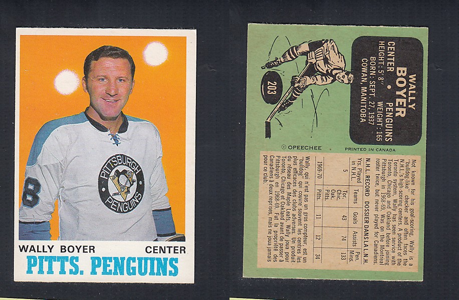 1970-71 O-PEE-CHEE HOCKEY CARD #203 W. BOYER photo 1970-71 O-PEE-CHEE HOCKEY CARD #203 W. BOYER photo