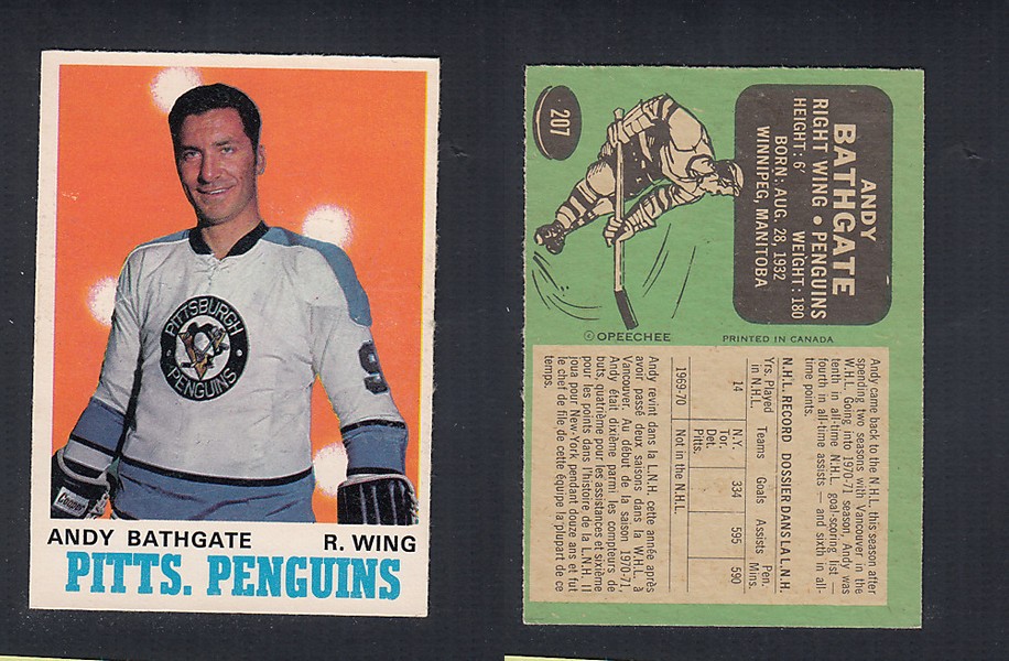 1970-71 O-PEE-CHEE HOCKEY CARD #207 A. BATHGATE photo 1970-71 O-PEE-CHEE HOCKEY CARD #207 A. BATHGATE photo