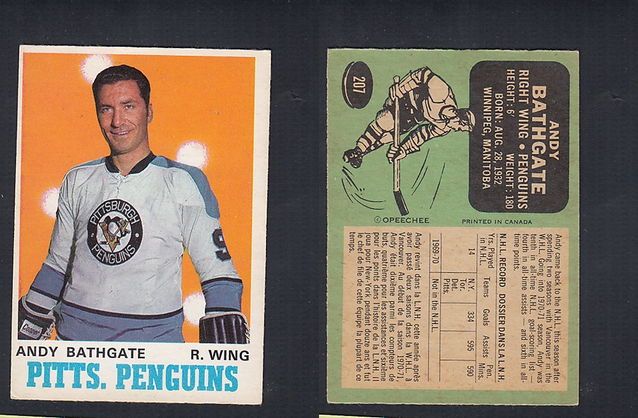 1970-71 O-PEE-CHEE HOCKEY CARD #207 A. BATHGATE photo 1970-71 O-PEE-CHEE HOCKEY CARD #207 A. BATHGATE photo