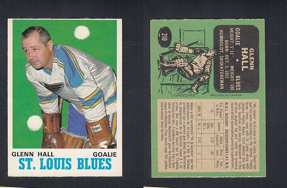 1970-71 O-PEE-CHEE HOCKEY CARD #210 G. HALL photo 1970-71 O-PEE-CHEE HOCKEY CARD #210 G. HALL photo