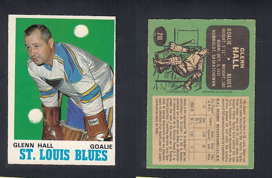 1970-71 O-PEE-CHEE HOCKEY CARD #210 G. HALL photo 1970-71 O-PEE-CHEE HOCKEY CARD #210 G. HALL photo