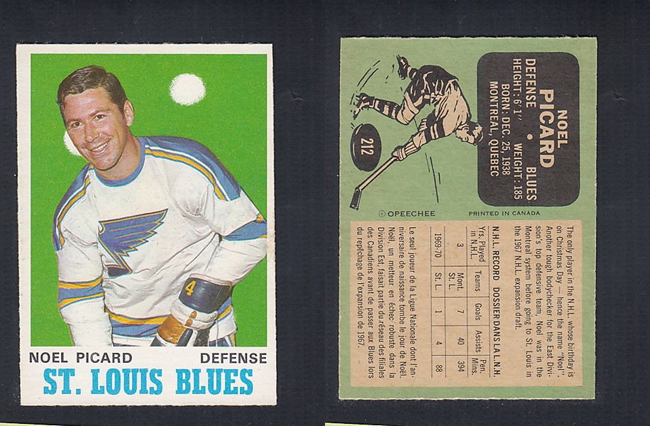 1970-71 O-PEE-CHEE HOCKEY CARD #212 N. PICARD photo 1970-71 O-PEE-CHEE HOCKEY CARD #212 N. PICARD photo