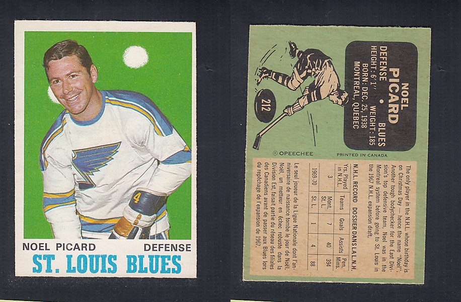 1970-71 O-PEE-CHEE HOCKEY CARD #212 N. PICARD photo 1970-71 O-PEE-CHEE HOCKEY CARD #212 N. PICARD photo