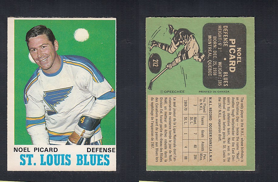 1970-71 O-PEE-CHEE HOCKEY CARD #212 N. PICARD photo 1970-71 O-PEE-CHEE HOCKEY CARD #212 N. PICARD photo