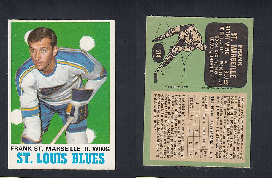 1970-71 O-PEE-CHEE HOCKEY CARD #214 F. ST. MARSILLE photo 1970-71 O-PEE-CHEE HOCKEY CARD #214 F. ST. MARSILLE photo