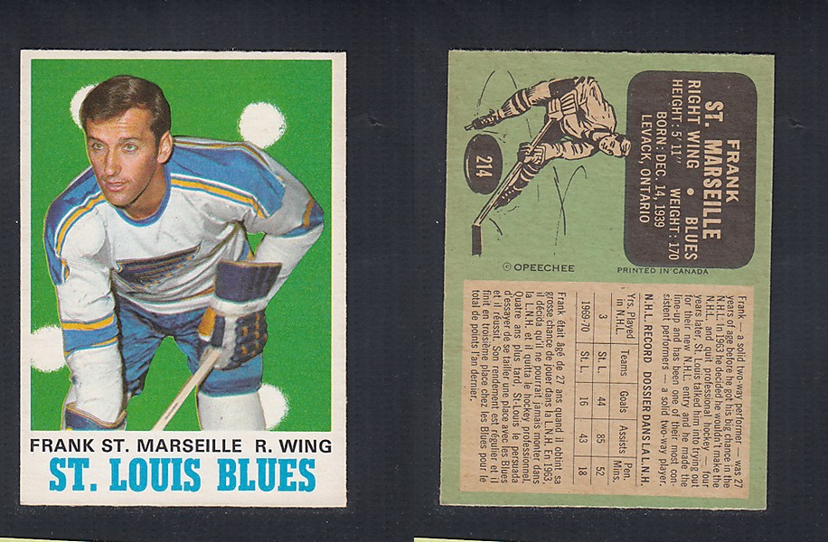 1970-71 O-PEE-CHEE HOCKEY CARD #214 F. ST. MARSILLE photo 1970-71 O-PEE-CHEE HOCKEY CARD #214 F. ST. MARSILLE photo