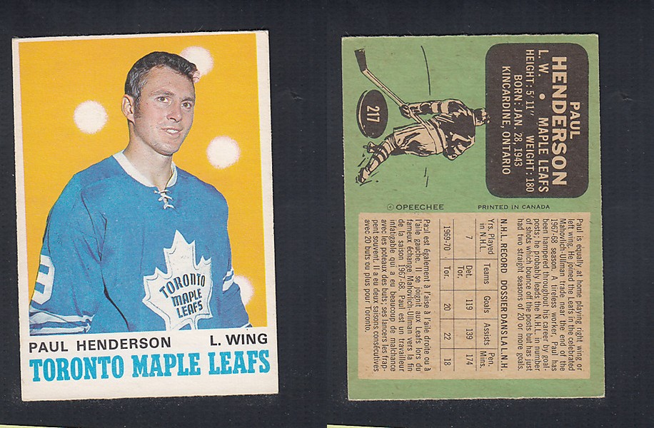 1970-71 O-PEE-CHEE HOCKEY CARD #217 P. HENDERSON photo 1970-71 O-PEE-CHEE HOCKEY CARD #217 P. HENDERSON photo