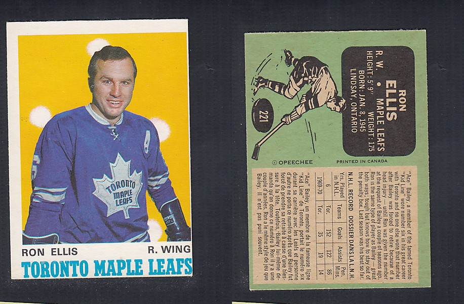 1970-71 O-PEE-CHEE HOCKEY CARD #221 R. ELLIS photo 1970-71 O-PEE-CHEE HOCKEY CARD #221 R. ELLIS photo