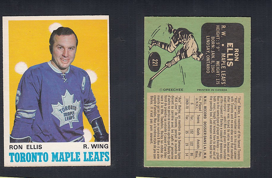 1970-71 O-PEE-CHEE HOCKEY CARD #221 R. ELLIS photo 1970-71 O-PEE-CHEE HOCKEY CARD #221 R. ELLIS photo