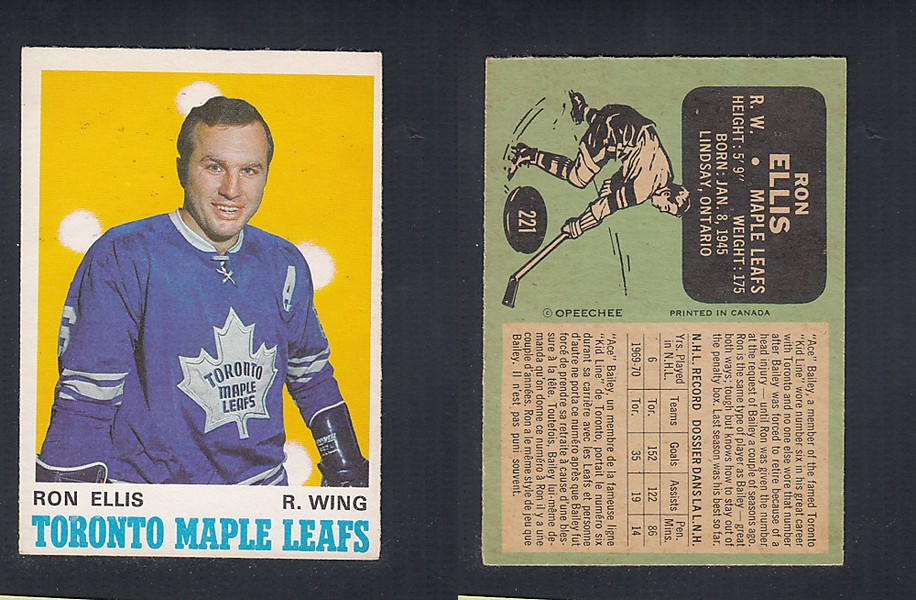 1970-71 O-PEE-CHEE HOCKEY CARD #221 R. ELLIS photo 1970-71 O-PEE-CHEE HOCKEY CARD #221 R. ELLIS photo