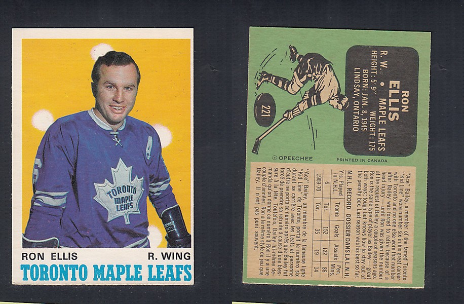 1970-71 O-PEE-CHEE HOCKEY CARD #221 R. ELLIS photo 1970-71 O-PEE-CHEE HOCKEY CARD #221 R. ELLIS photo