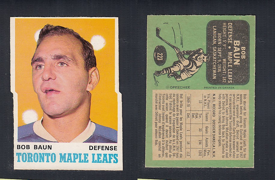 1970-71 O-PEE-CHEE HOCKEY CARD #223 B. BAUN photo 1970-71 O-PEE-CHEE HOCKEY CARD #223 B. BAUN photo