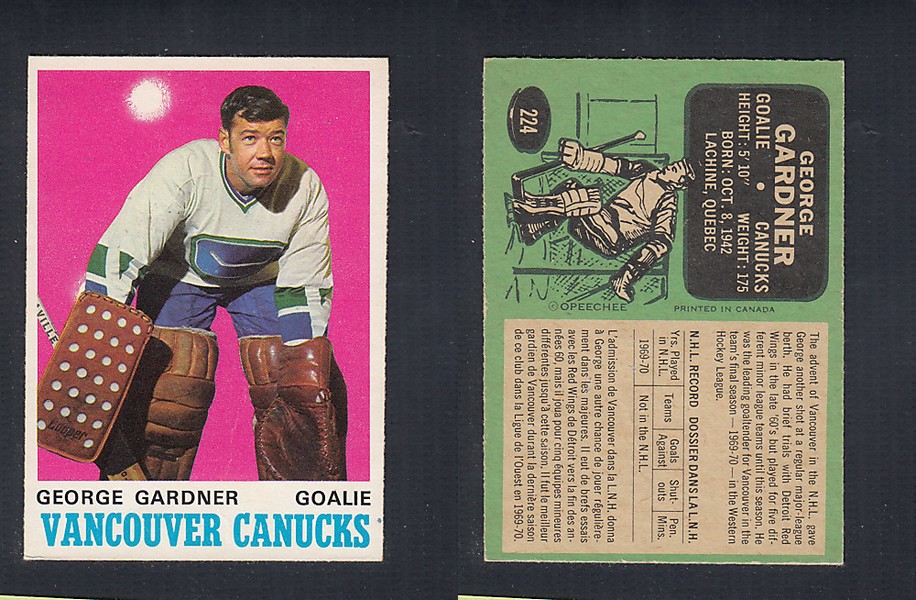 1970-71 O-PEE-CHEE HOCKEY CARD #224 G. GARDNER photo 1970-71 O-PEE-CHEE HOCKEY CARD #224 G. GARDNER photo