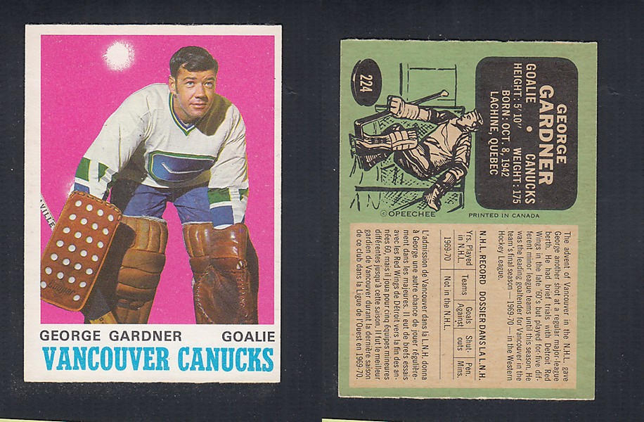 1970-71 O-PEE-CHEE HOCKEY CARD #224 G. GARDNER photo 1970-71 O-PEE-CHEE HOCKEY CARD #224 G. GARDNER photo