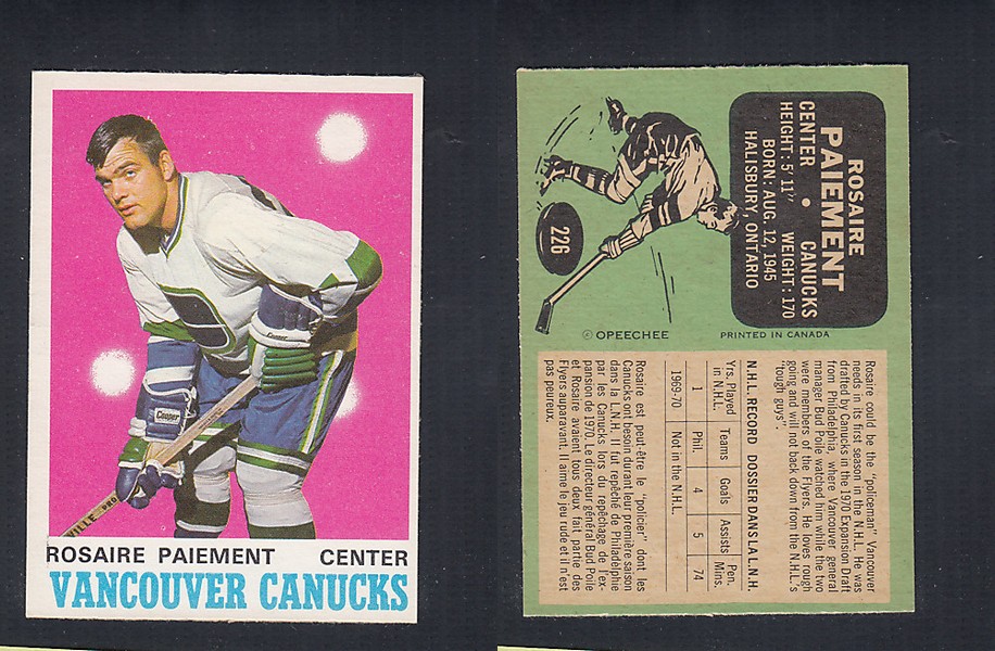 1970-71 O-PEE-CHEE HOCKEY CARD #226 R. PAIEMENT photo 1970-71 O-PEE-CHEE HOCKEY CARD #226 R. PAIEMENT photo