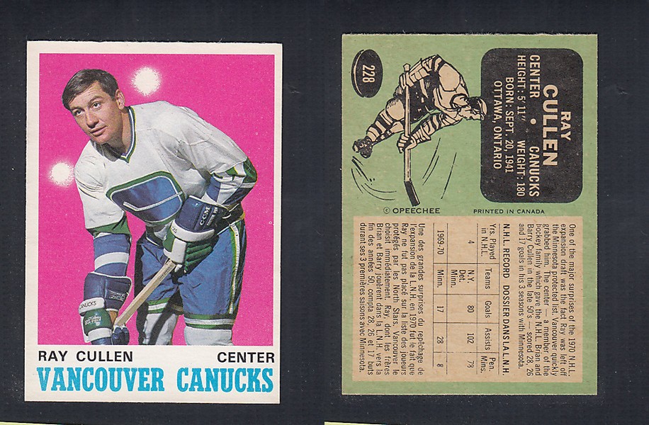1970-71 O-PEE-CHEE HOCKEY CARD #228 R. CULLEN photo 1970-71 O-PEE-CHEE HOCKEY CARD #228 R. CULLEN photo