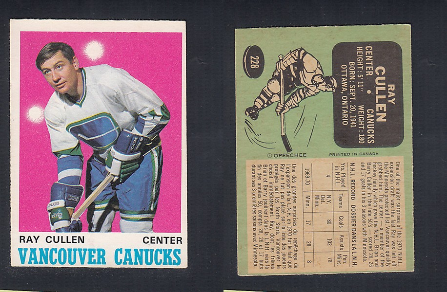 1970-71 O-PEE-CHEE HOCKEY CARD #228 R. CULLEN photo 1970-71 O-PEE-CHEE HOCKEY CARD #228 R. CULLEN photo