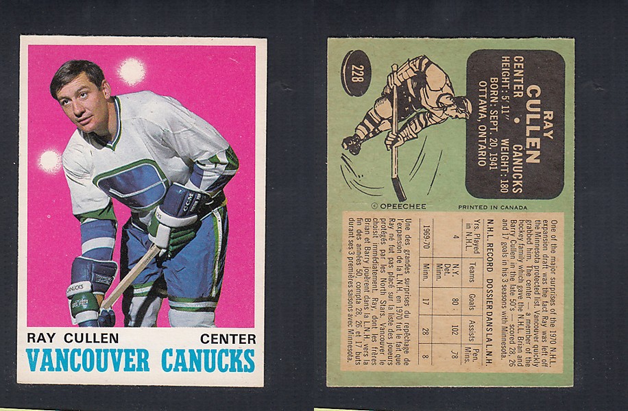 1970-71 O-PEE-CHEE HOCKEY CARD #228 R. CULLEN photo 1970-71 O-PEE-CHEE HOCKEY CARD #228 R. CULLEN photo