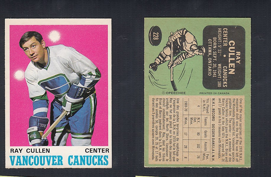 1970-71 O-PEE-CHEE HOCKEY CARD #228 R. CULLEN photo 1970-71 O-PEE-CHEE HOCKEY CARD #228 R. CULLEN photo