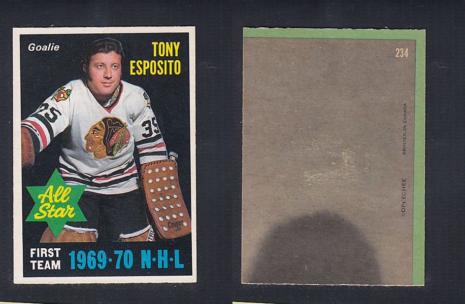 1970-71 O-PEE-CHEE HOCKEY CARD #234 ALL STAR: TONY ESPOSITO photo 1970-71 O-PEE-CHEE HOCKEY CARD #234 ALL STAR: TONY ESPOSITO photo