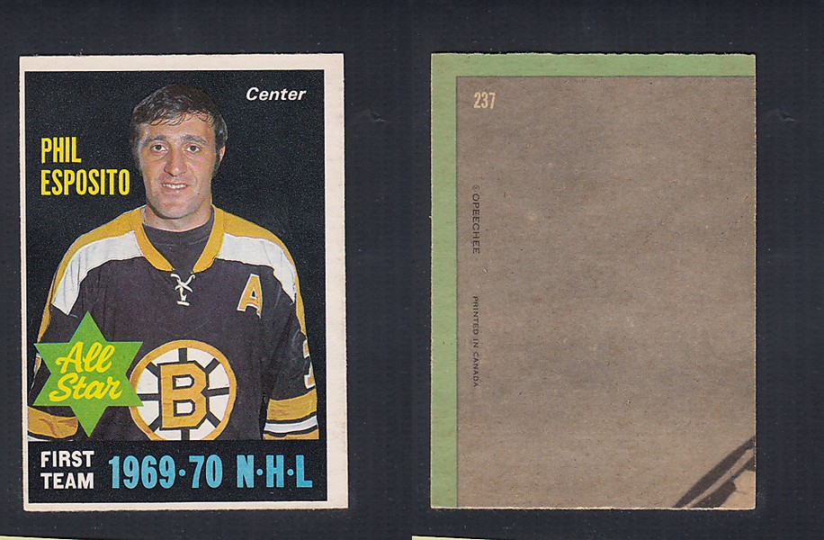 1970-71 O-PEE-CHEE HOCKEY CARD #237 ALL STAR: PHIL ESPOSITO photo 1970-71 O-PEE-CHEE HOCKEY CARD #237 ALL STAR: PHIL ESPOSITO photo