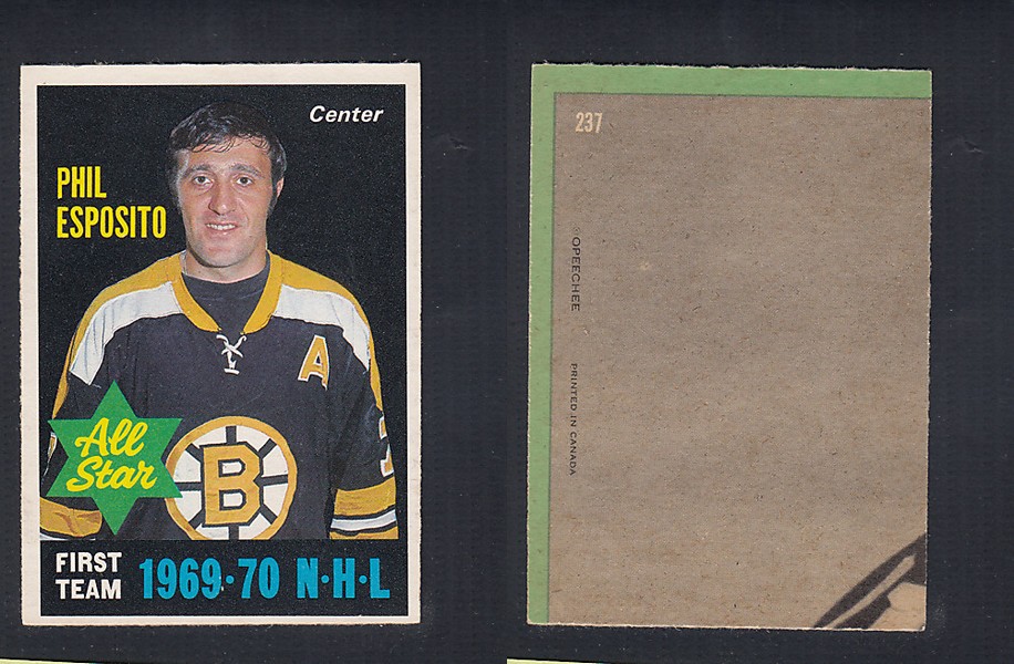 1970-71 O-PEE-CHEE HOCKEY CARD #237 ALL STAR: PHIL ESPOSITO photo 1970-71 O-PEE-CHEE HOCKEY CARD #237 ALL STAR: PHIL ESPOSITO photo
