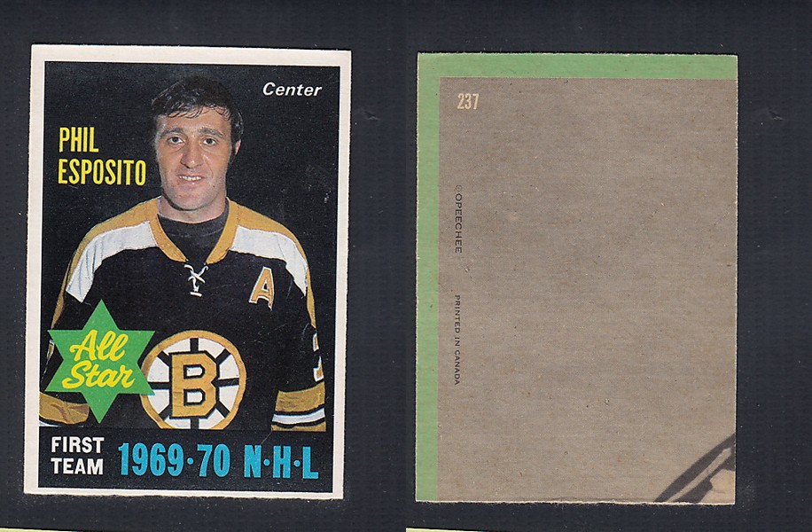 1970-71 O-PEE-CHEE HOCKEY CARD #237 ALL STAR: PHIL ESPOSITO photo 1970-71 O-PEE-CHEE HOCKEY CARD #237 ALL STAR: PHIL ESPOSITO photo
