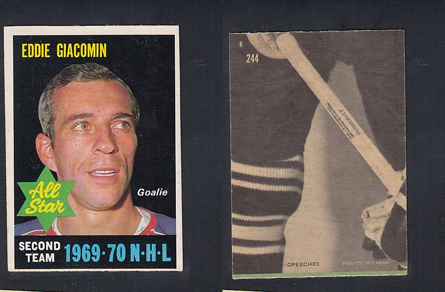 1970-71 O-PEE-CHEE HOCKEY CARD #244 ALL STAR: EDDIE GIACOMIN photo 1970-71 O-PEE-CHEE HOCKEY CARD #244 ALL STAR: EDDIE GIACOMIN photo