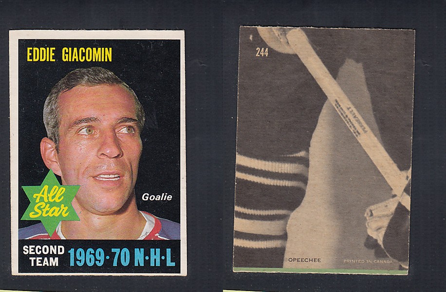 1970-71 O-PEE-CHEE HOCKEY CARD #244 ALL STAR: EDDIE GIACOMIN photo 1970-71 O-PEE-CHEE HOCKEY CARD #244 ALL STAR: EDDIE GIACOMIN photo