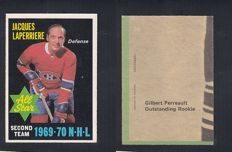 1970-71 O-PEE-CHEE HOCKEY CARD #245 ALL STAR: JACQUES LAPERRIERE photo 1970-71 O-PEE-CHEE HOCKEY CARD #245 ALL STAR: JACQUES LAPERRIERE photo