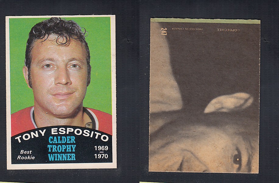 1970-71 O-PEE-CHEE HOCKEY CARD #247 CALDER TROPHY AWARD WINNER: TONY ESPOSITO photo 1970-71 O-PEE-CHEE HOCKEY CARD #247 CALDER TROPHY AWARD WINNER: TONY ESPOSITO photo