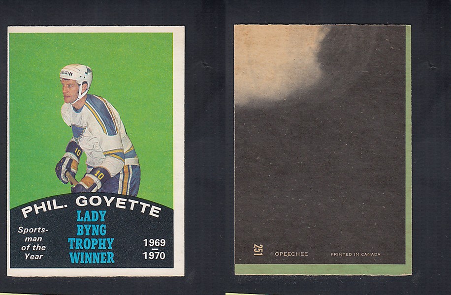 1970-71 O-PEE-CHEE HOCKEY CARD #251 LADY BYNG TROPHY AWARD WINNER: PHIL. GOYETTE photo 1970-71 O-PEE-CHEE HOCKEY CARD #251 LADY BYNG TROPHY AWARD WINNER: PHIL. GOYETTE photo