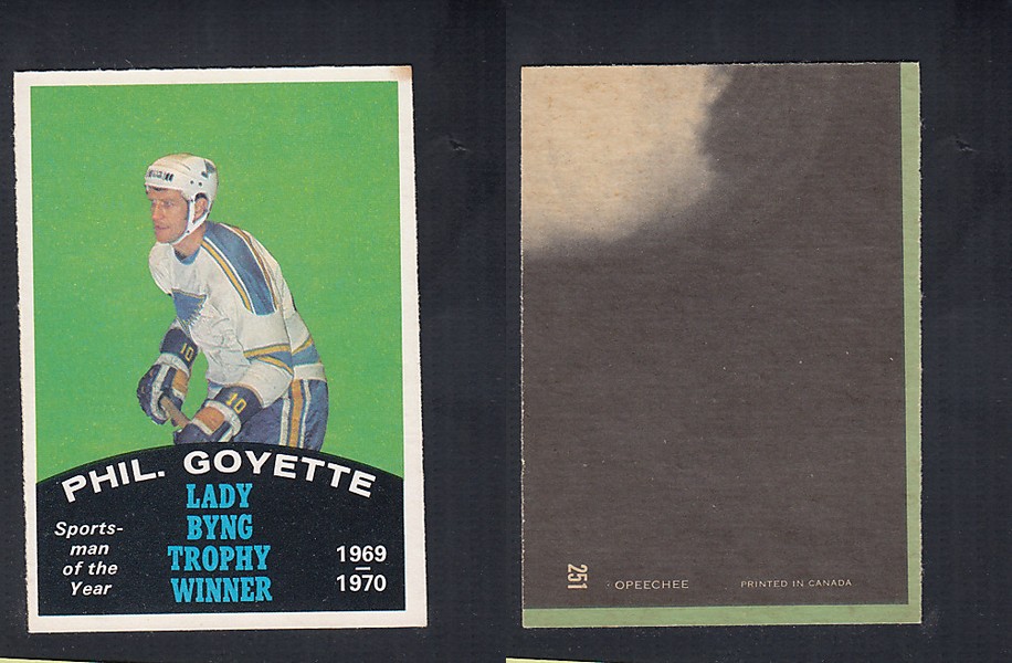 1970-71 O-PEE-CHEE HOCKEY CARD #251 LADY BYNG TROPHY AWARD WINNER: PHIL. GOYETTE photo 1970-71 O-PEE-CHEE HOCKEY CARD #251 LADY BYNG TROPHY AWARD WINNER: PHIL. GOYETTE photo