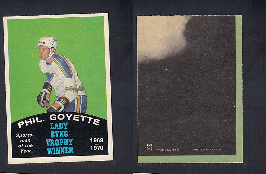 1970-71 O-PEE-CHEE HOCKEY CARD #251 LADY BYNG TROPHY AWARD WINNER: PHIL. GOYETTE photo 1970-71 O-PEE-CHEE HOCKEY CARD #251 LADY BYNG TROPHY AWARD WINNER: PHIL. GOYETTE photo