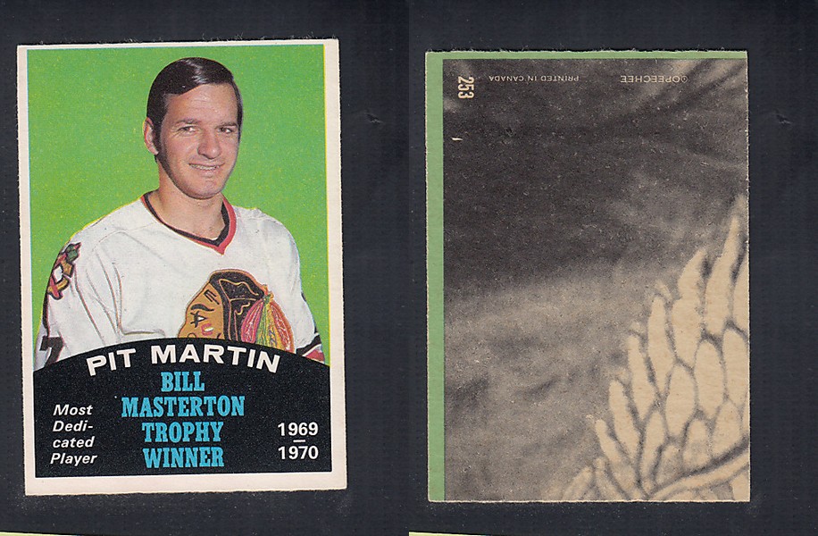 1970-71 O-PEE-CHEE HOCKEY CARD #253 BILL MASTERTON TROPHY AWARD WINNER: PIT MARTIN photo 1970-71 O-PEE-CHEE HOCKEY CARD #253 BILL MASTERTON TROPHY AWARD WINNER: PIT MARTIN photo