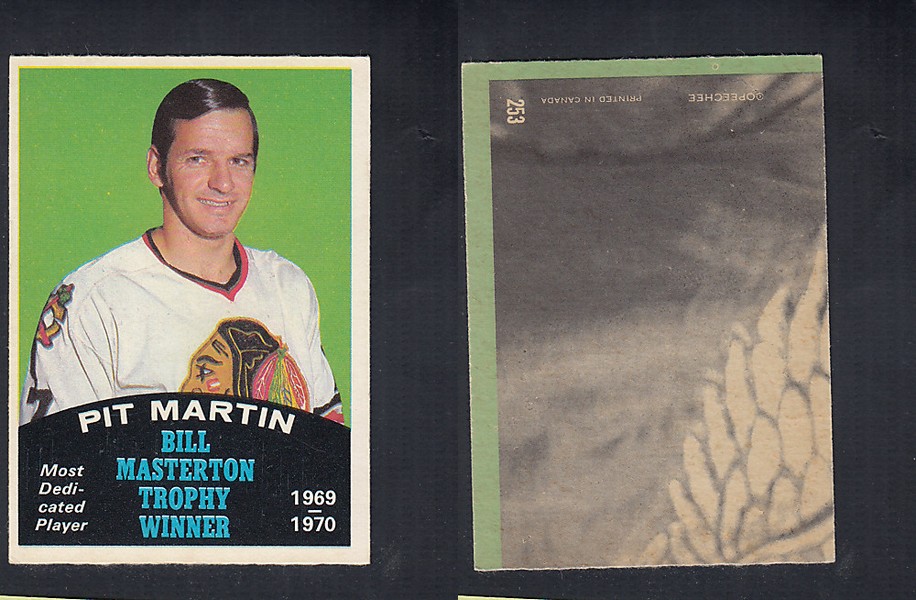 1970-71 O-PEE-CHEE HOCKEY CARD #253 BILL MASTERTON TROPHY AWARD WINNER: PIT MARTIN photo 1970-71 O-PEE-CHEE HOCKEY CARD #253 BILL MASTERTON TROPHY AWARD WINNER: PIT MARTIN photo