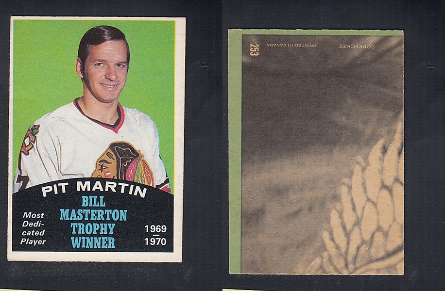 1970-71 O-PEE-CHEE HOCKEY CARD #253 BILL MASTERTON TROPHY AWARD WINNER: PIT MARTIN photo 1970-71 O-PEE-CHEE HOCKEY CARD #253 BILL MASTERTON TROPHY AWARD WINNER: PIT MARTIN photo