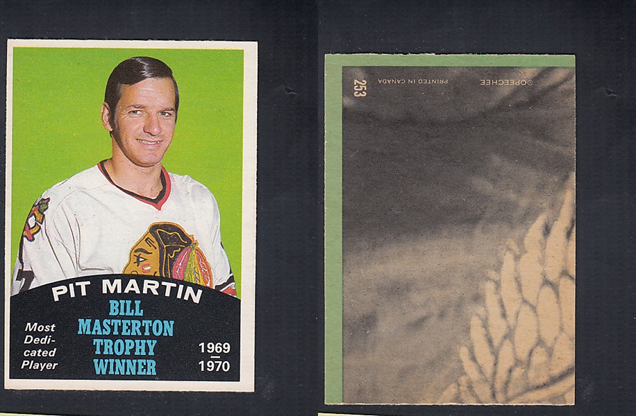 1970-71 O-PEE-CHEE HOCKEY CARD #253 BILL MASTERTON TROPHY AWARD WINNER: PIT MARTIN photo 1970-71 O-PEE-CHEE HOCKEY CARD #253 BILL MASTERTON TROPHY AWARD WINNER: PIT MARTIN photo