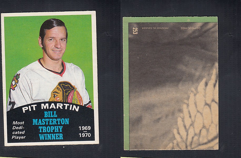1970-71 O-PEE-CHEE HOCKEY CARD #253 BILL MASTERTON TROPHY AWARD WINNER: PIT MARTIN photo 1970-71 O-PEE-CHEE HOCKEY CARD #253 BILL MASTERTON TROPHY AWARD WINNER: PIT MARTIN photo